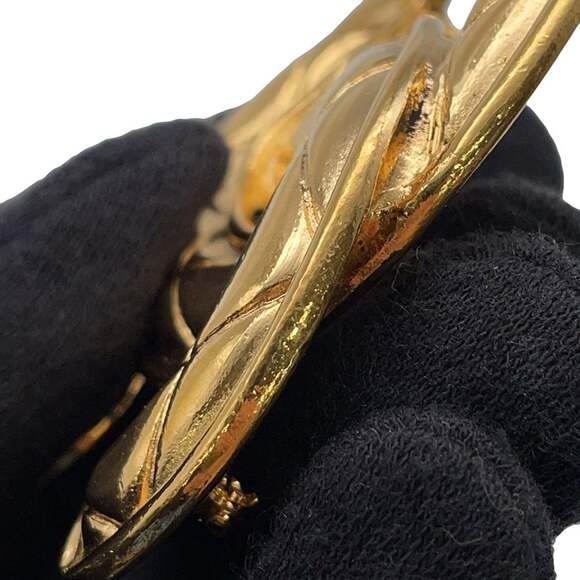 CHANEL Gold Logo Brooch